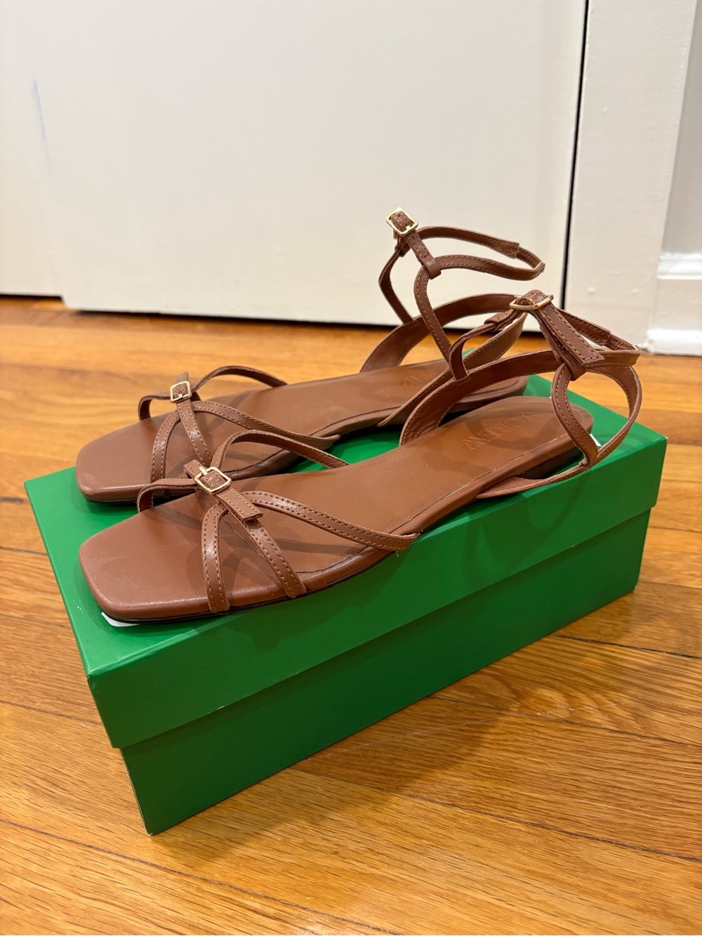 NWT J.Crew Leather Flat Sandal with Buckle Detail